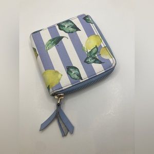 Lemon Print Stripped Zip Around Women’s Wallet